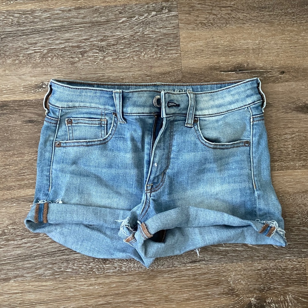 American Eagle High Rise Shortie Jean Shorts